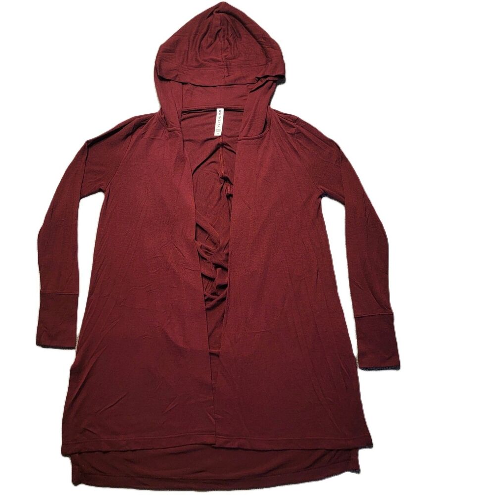 Athleta Womens XS  Duster Hooded Cardigan Long Sweater Red Wrap